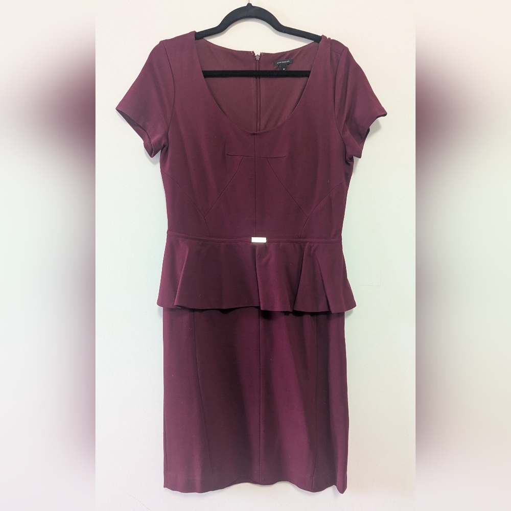Ann Taylor Stretch Ponte Knit Peplum Dress